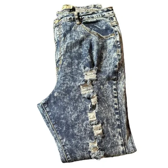 Judy Blue Stretchy Distressed Denim Jeans Acid Wash Light Blue Size 3XL #C5-10‎ - Picture 8 of 11